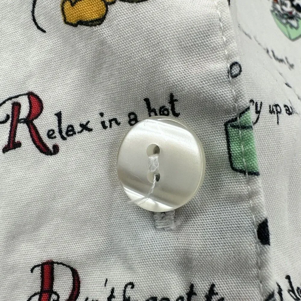 Walt Disney‎ Pajama Shirt Womens Large Mickey Mouse Button Up Top Cotton Vintage - Picture 6 of 7